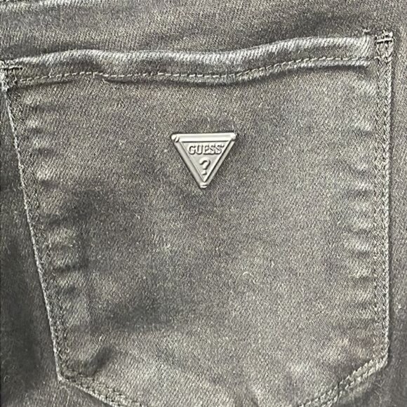 Guess Sexy Curve Skinny Jeans Black Distressed Destroyed Raw Hem Sz 26 - Picture 8 of 15